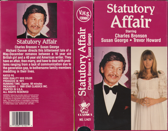 STATUTORY AFFAIR CHARLES BRONSON SUSAN GEORGE VHS COVER