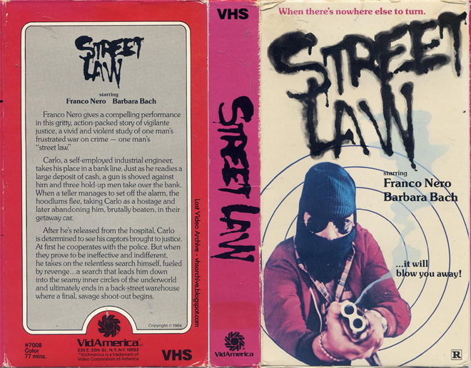 STREET LAW FRANCO NERO BARBARA BACH VHS COVER