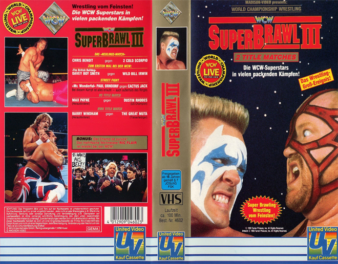 SUPERBRAWL 3, HORROR, ACTION EXPLOITATION, ACTION, HORROR, SCI-FI, MUSIC, THRILLER, SEX COMEDY, DRAMA, SEXPLOITATION, BIG BOX, CLAMSHELL, VHS COVER, VHS COVERS, DVD COVER, DVD COVERS