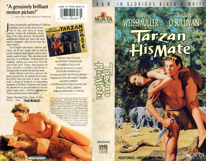 TARZAN AND HIS MATE VHS COVER
