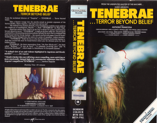 TENEBRAE TERROR BEYOND BELIEF VHS COVER