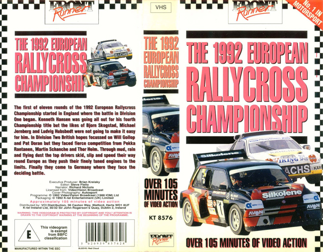 THE 1992 EUROPEAN RALLYCROSS CHAMPIONSHIP VHS COVER, VHS COVERS