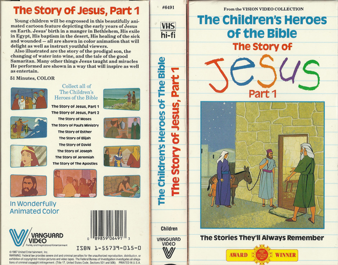 THE CHILDRENS HEROES OF THE BIBLE : THE STORY OF JESUS PART 1 VHS COVER