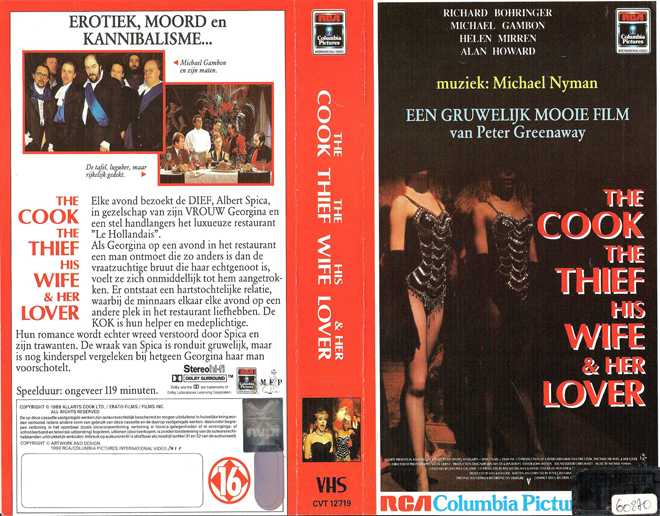 THE COOK THE THIEF HIS WIFE AND HER LOVER VHS COVER