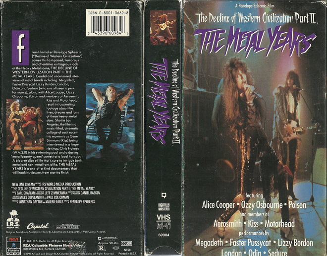THE DECLINE OF WESTERN CIVIZATION PART 2 : THE METAL YEARS VHS COVER, VHS COVERS