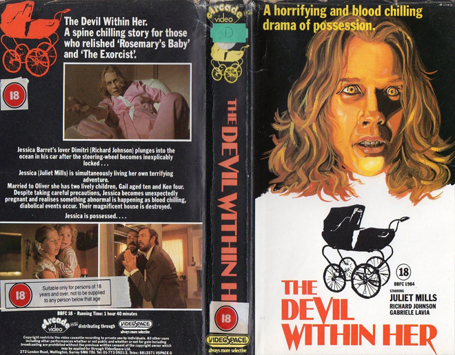 THE DEVIL WITHIN HER HORROR THRILLER ARCADE VIDEO VHS COVER