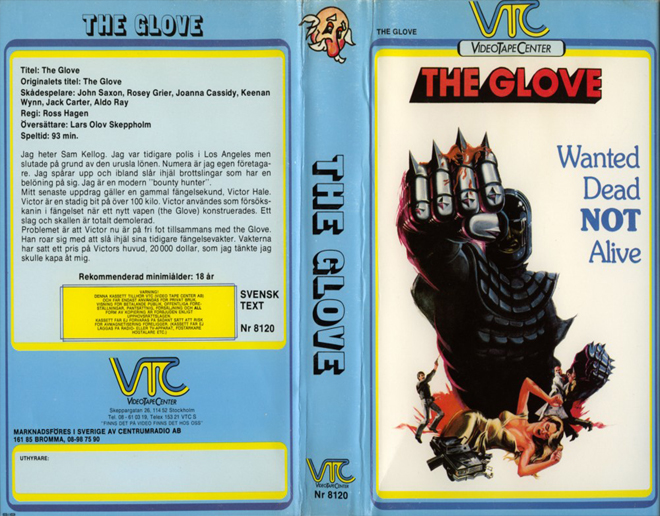 THE GLOVE, VHS COVER, DVD COVER