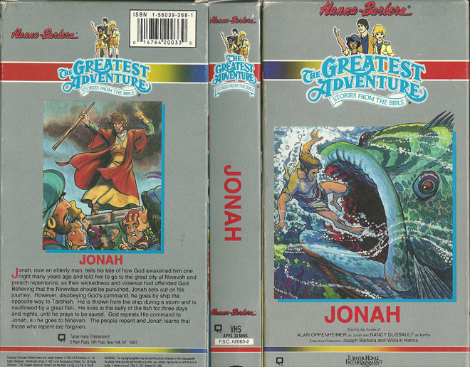 THE GREATEST ADVENTURE OF THE BIBLE : JONAH VHS COVER, VHS COVERS