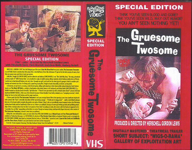 THE GRUESOME TWOSOME SOMETHING WEIRD VIDEO SWV VHS COVER