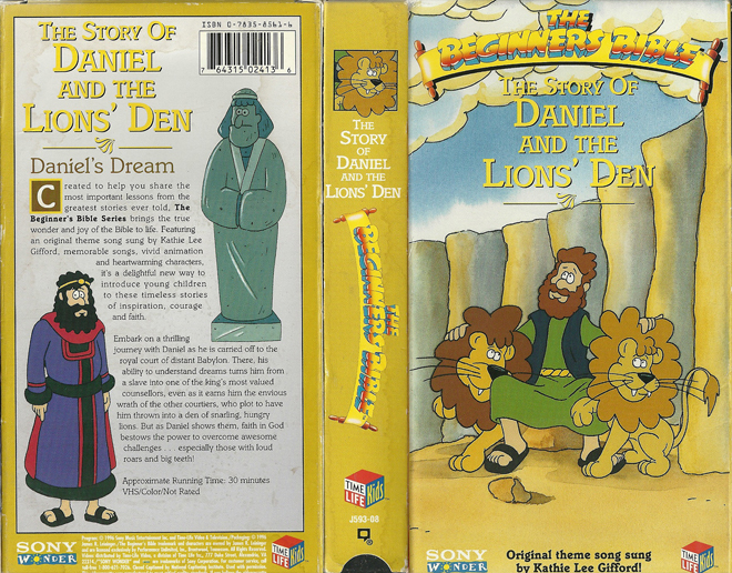 THE STORY OF DANIEL AND THE LIONS DEN THE BEGINNERS BIBLE VHS COVER