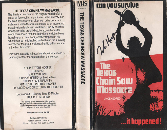 THE TEXAS CHAINSAW MASSACRE SIGNED BY TOBY HOOPER - SUBMITTED BY KYLE DANIELS 