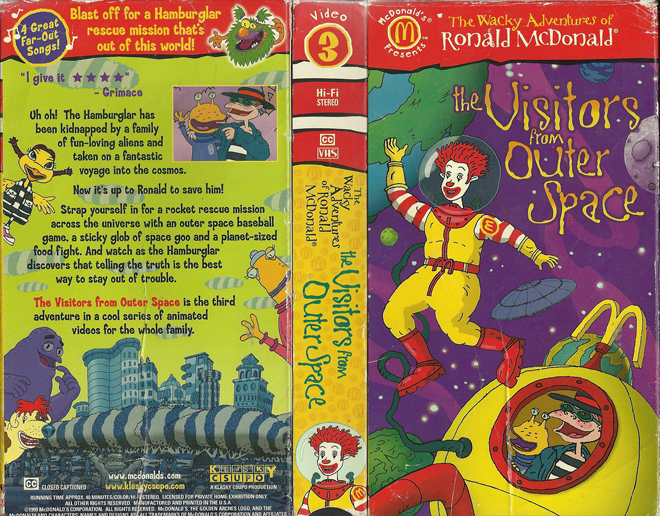 THE WACKY ADVENTURES OF RONALD MCDONALD : THE VISITORS FROM OUTER SPACE VHS COVER