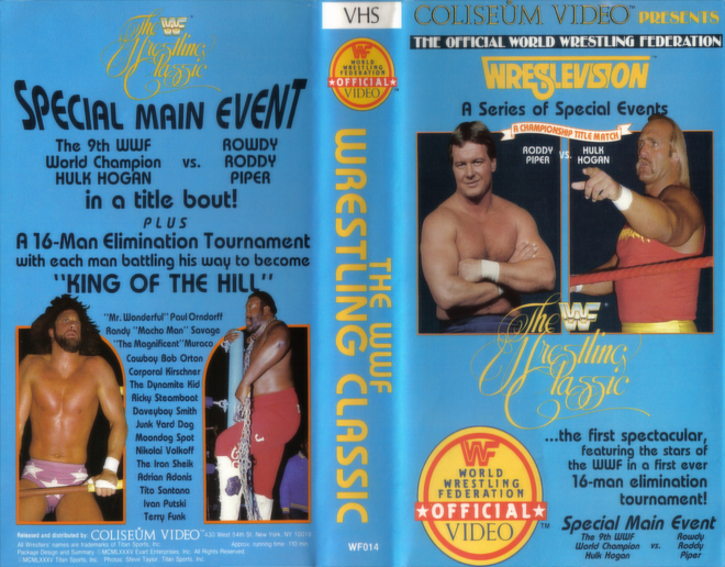 THE WWF WRESTLING CLASSIC VHS COVER, VHS COVERS