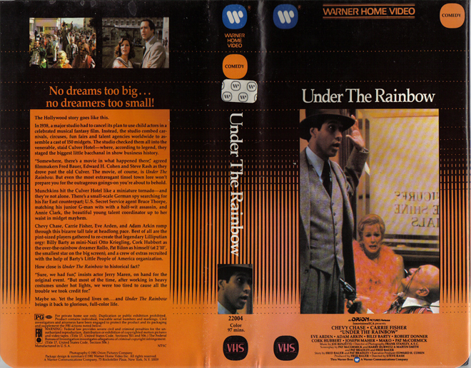 UNDER THE RAINBOW CLAMSHELL VHS COVER