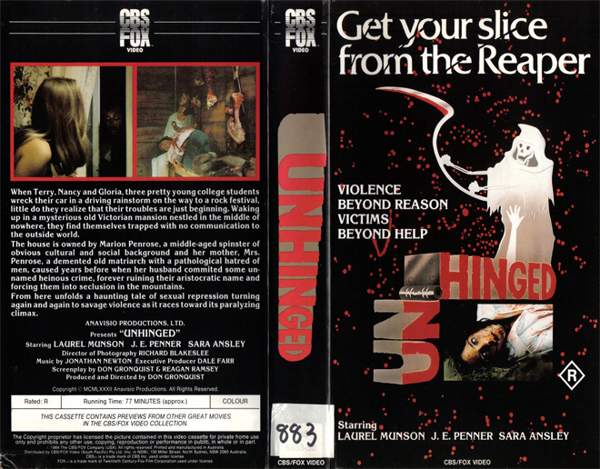 UNHINGED VHS COVER, VHS COVERS