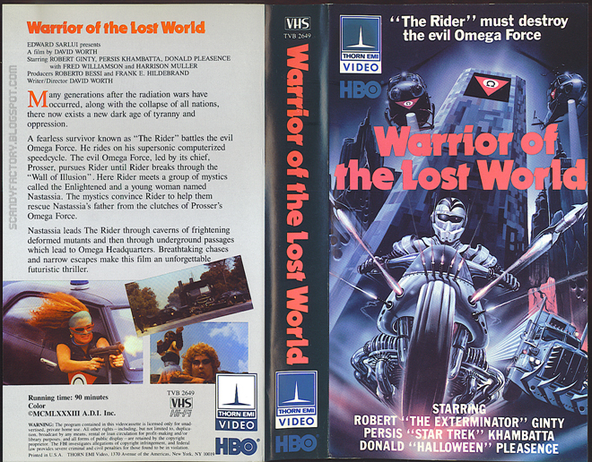 WARRIOR OF THE LOST WORLD VHS COVER, VHS COVERS