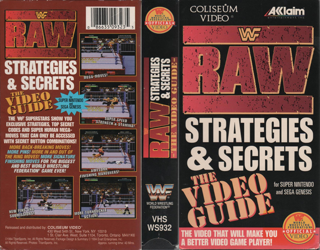 WWF RAW STRATEGIES AND SECRETS THE VIDEO GUIDE VHS COVER
