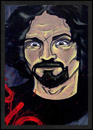 Charles Manson is Card Number 45 from the New Serial Killer Trading Cards