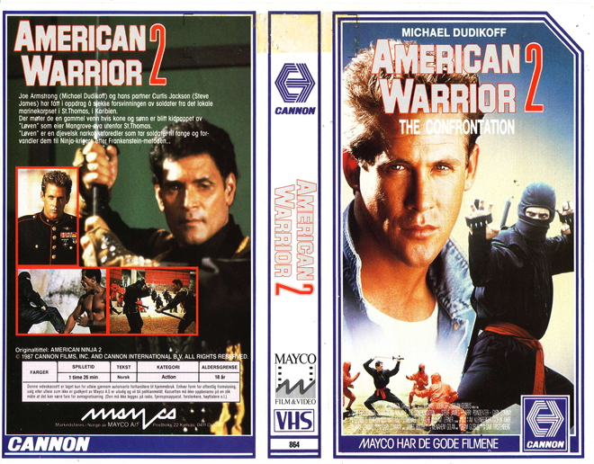 AMERICAN WARRIOR 2 : THE CONFRONTATION, HORROR, ACTION EXPLOITATION, ACTION, HORROR, SCI-FI, MUSIC, THRILLER, SEX COMEDY, DRAMA, SEXPLOITATION, BIG BOX, CLAMSHELL, VHS COVER, VHS COVERS, DVD COVER, DVD COVERS