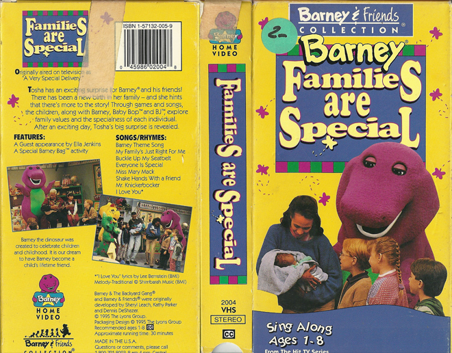 BARNEY : FAMILIES ARE SPECIAL VHS COVER
