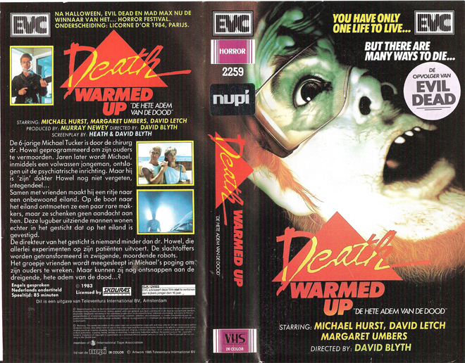 DEATH WARMED UP MICHAEL HURST VHS COVER, VHS COVERS
