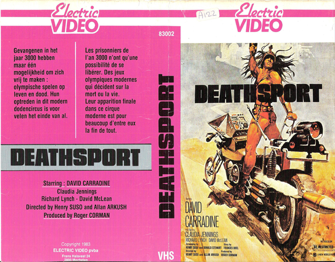 DEATHSPORT, ACTION, HORROR, SCI-FI, THRILLER, DRAMA, SEXPLOITATION, VHS COVER, VHS COVERS, DVD COVER, DVD COVERS