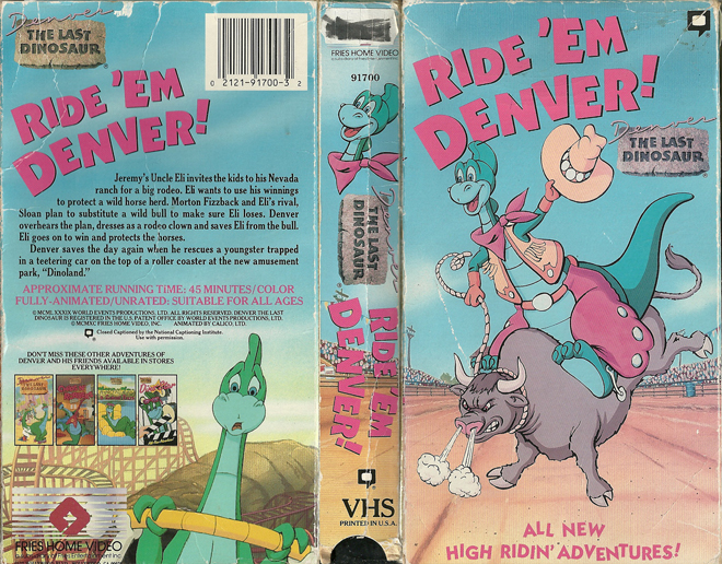 DENVER THE LAST DINOSAUR RIDE EM DENVER CARTOON VHS COVER