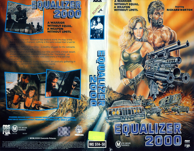 EQUALIZER 2000, AUSTRALIAN, HORROR, ACTION EXPLOITATION, ACTION, HORROR, SCI-FI, MUSIC, THRILLER, SEX COMEDY,  DRAMA, SEXPLOITATION, VHS COVER, VHS COVERS, DVD COVER, DVD COVERS