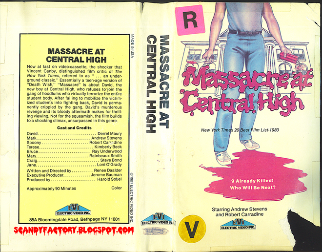 MASSACRE AT CENTRAL HIGH VHS COVER