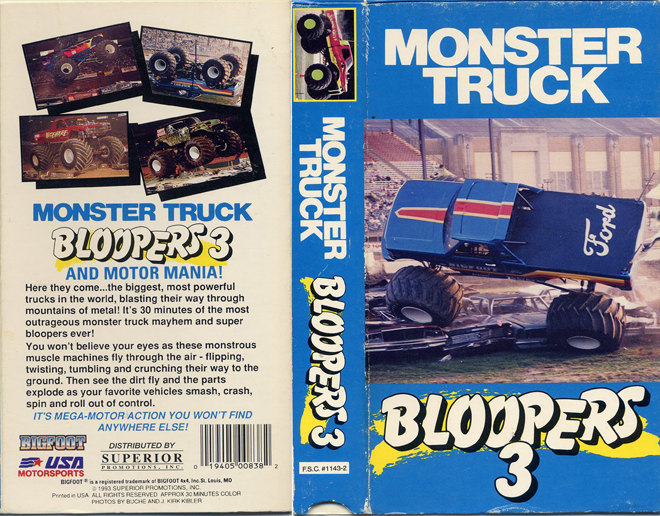 MONSTER TRUCK BLOOPERS 3 VHS COVER