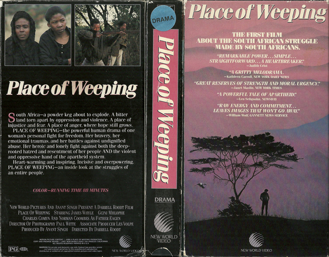 PLACE OF WEEPING, ACTION, HORROR, BLAXPLOITATION, HORROR, ACTION EXPLOITATION, SCI-FI, MUSIC, SEX COMEDY, DRAMA, SEXPLOITATION, BIG BOX, CLAMSHELL, VHS COVER, VHS COVERS, DVD COVER, DVD COVERS