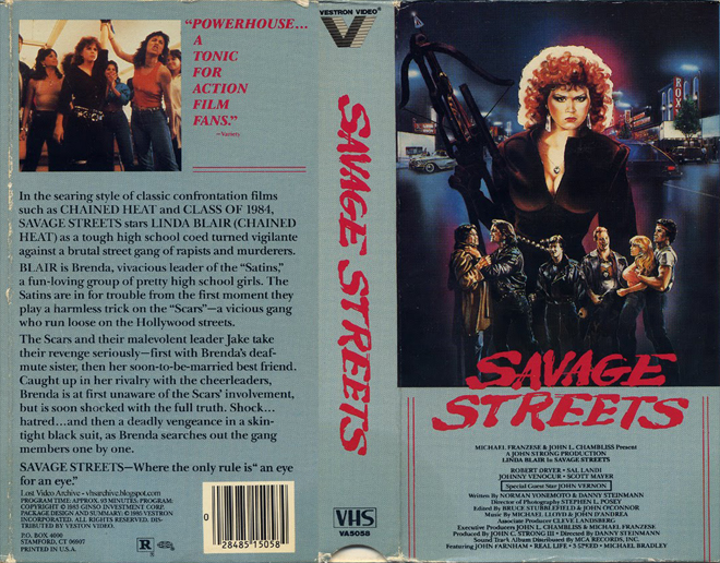 SAVAGE STREETS VHS COVER