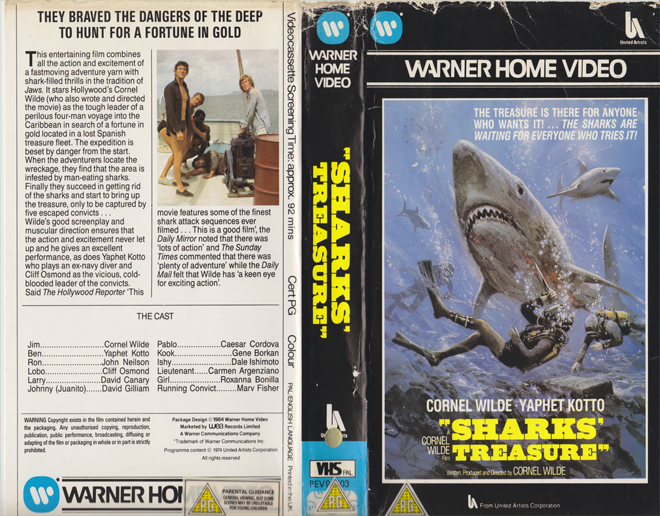 SHARKS TREASURE WARNER HOME VIDEO VHS COVER