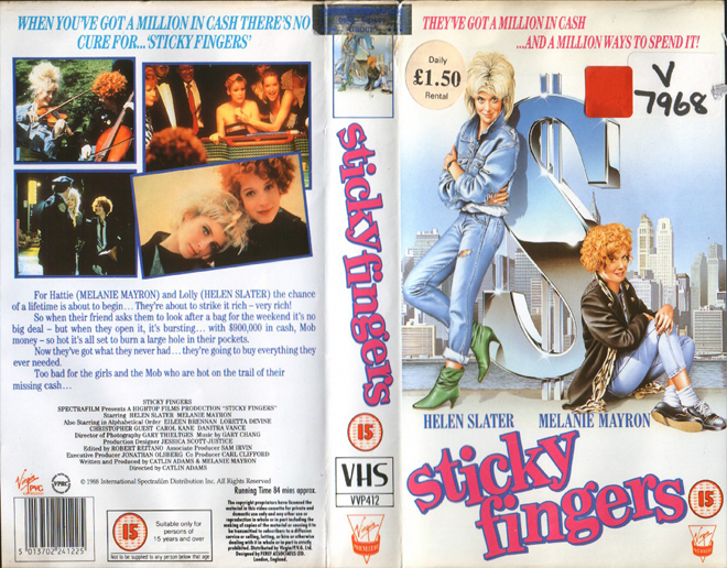STICKY FINGERS, HORROR, ACTION EXPLOITATION, ACTION, ACTIONXPLOITATION, SCI-FI, MUSIC, THRILLER, SEX COMEDY,  DRAMA, SEXPLOITATION, VHS COVER, VHS COVERS, DVD COVER, DVD COVERS