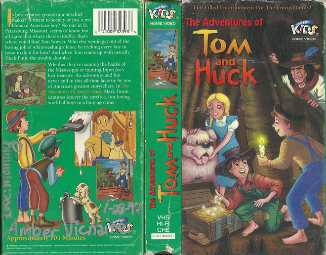 THE ADVENTURES OF TOM AND HUCK VHS COVER