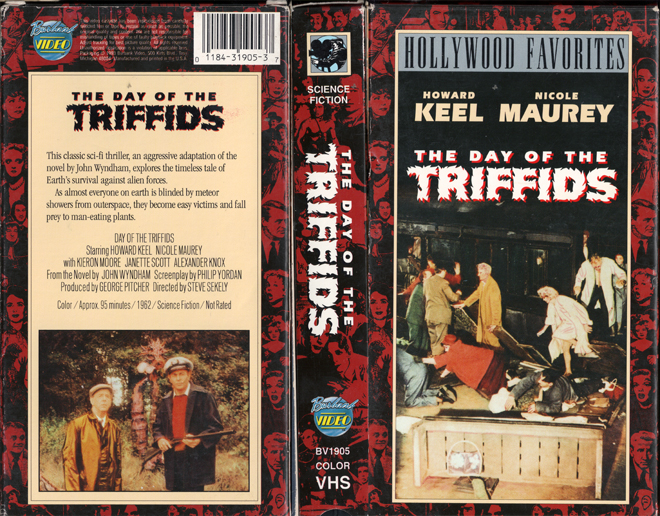 THE DAY OF THE TRIFFIDS VHS, ACTION VHS COVER, HORROR VHS COVER, BLAXPLOITATION VHS COVER, HORROR VHS COVER, ACTION EXPLOITATION VHS COVER, SCI-FI VHS COVER, MUSIC VHS COVER, SEX COMEDY VHS COVER, DRAMA VHS COVER, SEXPLOITATION VHS COVER, BIG BOX VHS COVER, CLAMSHELL VHS COVER, VHS COVER, VHS COVERS, DVD COVER, DVD COVERS