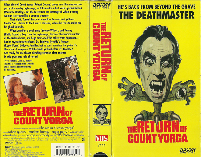 THE RETURN OF COUNT YORGA VHS COVER