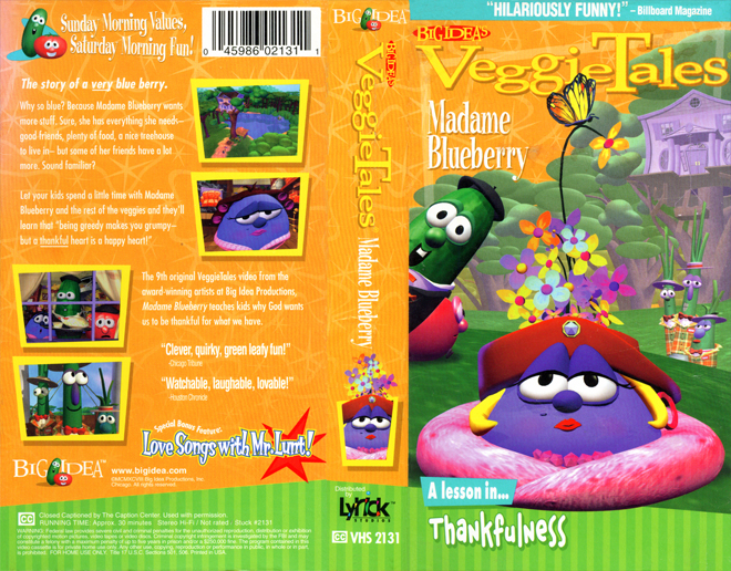 VEGGIE TALES : MADAME BLUEBERRY, VHS COVERS, VHS COVER
