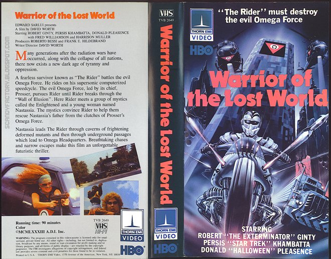 WARRIOR OF THE LOST WORLD, BIG BOX, HORROR, ACTION EXPLOITATION, ACTION, HORROR, SCI-FI, MUSIC, THRILLER, SEX COMEDY,  DRAMA, SEXPLOITATION, VHS COVER, VHS COVERS, DVD COVER, DVD COVERS