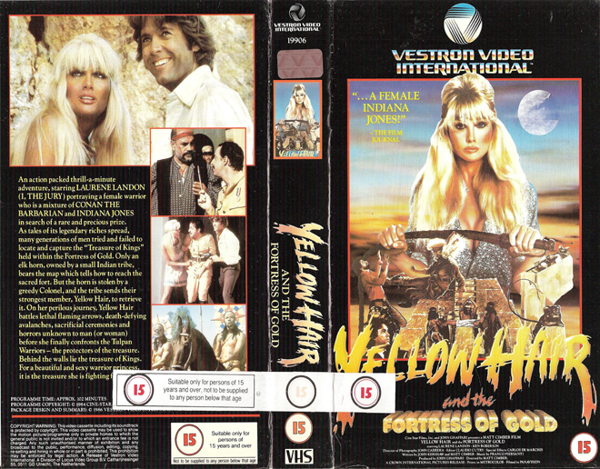 YELLOW HAIR AND THE FORTRESS OF GOLD, HORROR, ACTION EXPLOITATION, ACTION, ACTIONXPLOITATION, SCI-FI, MUSIC, THRILLER, SEX COMEDY,  DRAMA, SEXPLOITATION, VHS COVER, VHS COVERS, DVD COVER, DVD COVERS