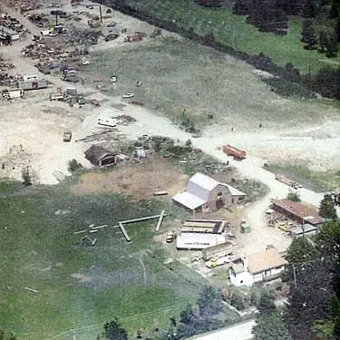 Aerial view of Robert Pickton's farm in Port Coquitlam, British Columbia