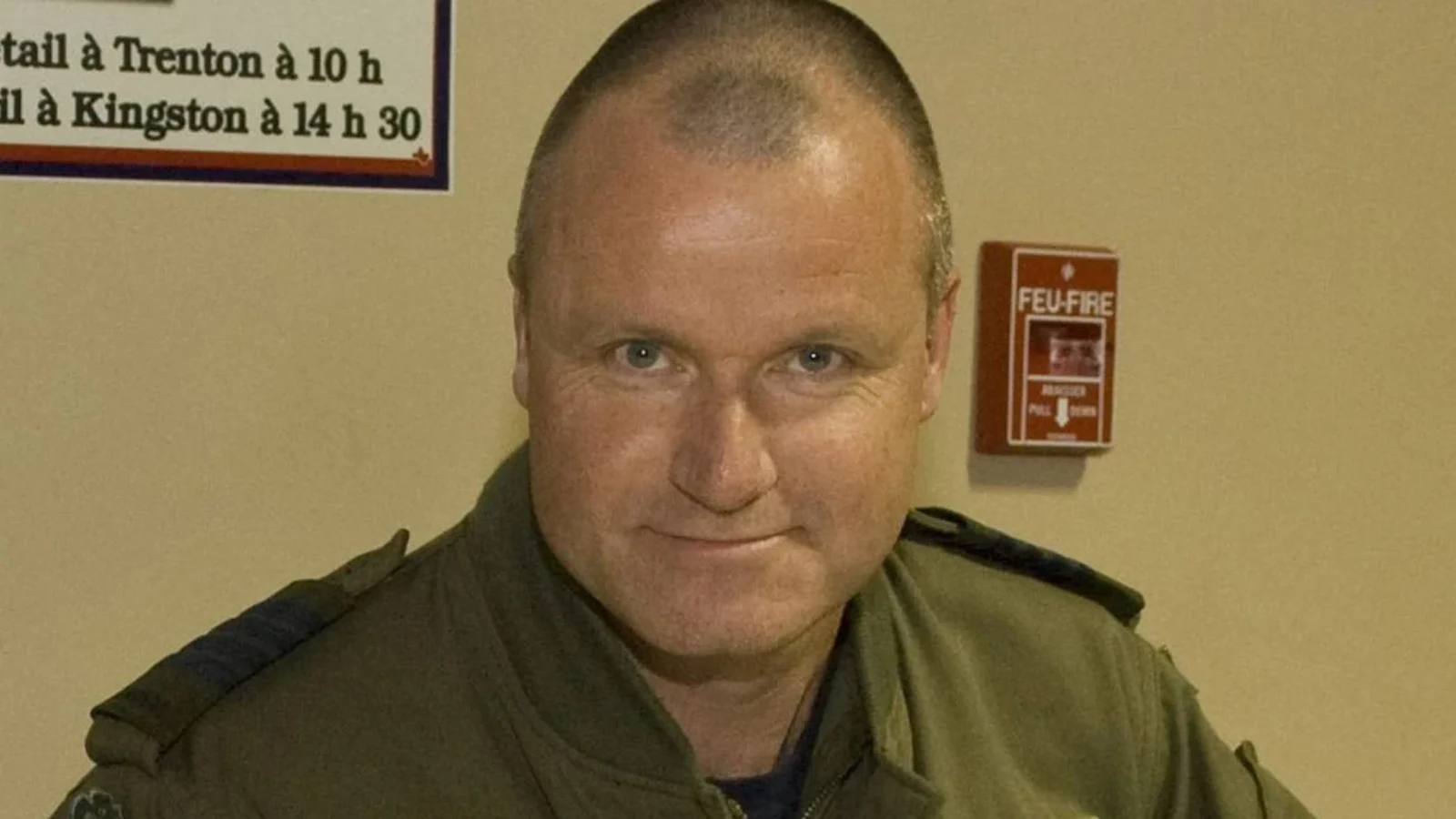 Russell Williams in an olive Canadian Forces flight suit, photographed indoors before his arrest