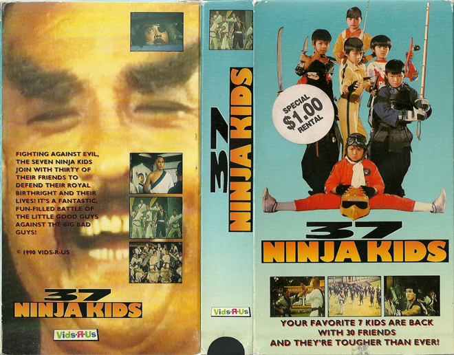 37 NINJA KIDS VHS, ACTION, HORROR, BLAXPLOITATION, HORROR, ACTION EXPLOITATION, SCI-FI, MUSIC, SEX COMEDY, DRAMA, SEXPLOITATION, BIG BOX, CLAMSHELL, VHS COVER, VHS COVERS, DVD COVER, DVD COVERS