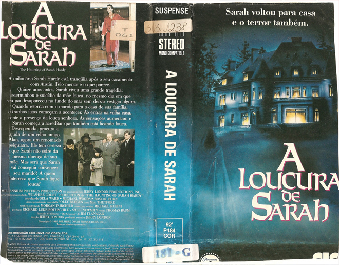 A LOUCURA DE SARAH, ACTION VHS COVER, HORROR VHS COVER, BLAXPLOITATION VHS COVER, HORROR VHS COVER, ACTION EXPLOITATION VHS COVER, SCI-FI VHS COVER, MUSIC VHS COVER, SEX COMEDY VHS COVER, DRAMA VHS COVER, SEXPLOITATION VHS COVER, BIG BOX VHS COVER, CLAMSHELL VHS COVER, VHS COVER, VHS COVERS, DVD COVER, DVD COVERS