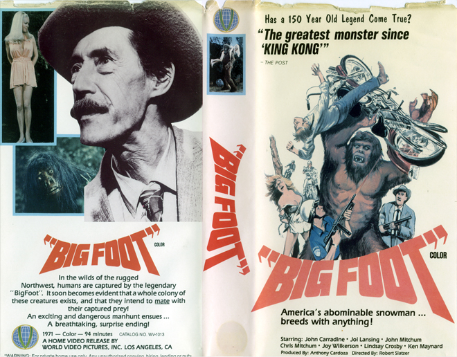 BIGFOOT, BIG FOOT, VHS COVER, VHS COVERS