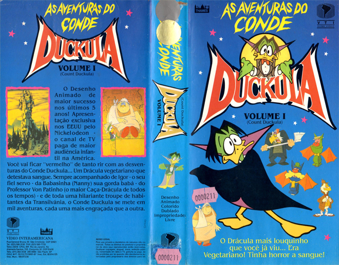 COUNT DUCKULA VOLUME 1, BRAZIL VHS, BRAZILIAN VHS, ACTION VHS COVER, HORROR VHS COVER, BLAXPLOITATION VHS COVER, HORROR VHS COVER, ACTION EXPLOITATION VHS COVER, SCI-FI VHS COVER, MUSIC VHS COVER, SEX COMEDY VHS COVER, DRAMA VHS COVER, SEXPLOITATION VHS COVER, BIG BOX VHS COVER, CLAMSHELL VHS COVER, VHS COVER, VHS COVERS, DVD COVER, DVD COVERS