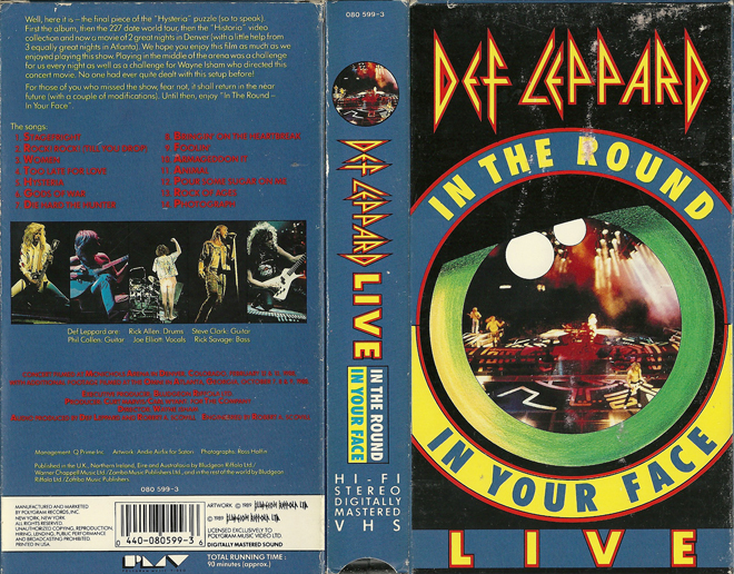 DEF LEPPARD LIVE : IN THE ROUND IN YOUR FACE VHS COVER