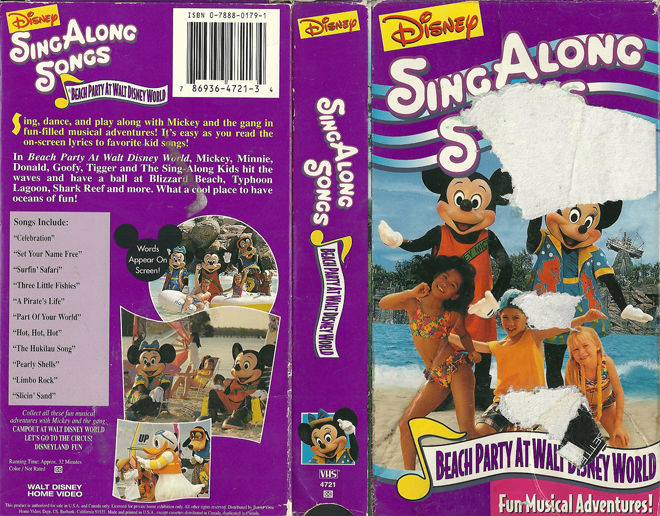 DISNEY SING ALONG SONGS : BEACH PARTY AT WALT DISNEY WORLD VHS COVER