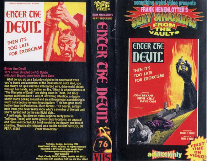 ENTER THE DEVIL SOMETHING WEIRD VIDEO, ACTION VHS COVER, HORROR VHS COVER, BLAXPLOITATION VHS COVER, HORROR VHS COVER, ACTION EXPLOITATION VHS COVER, SCI-FI VHS COVER, MUSIC VHS COVER, SEX COMEDY VHS COVER, DRAMA VHS COVER, SEXPLOITATION VHS COVER, BIG BOX VHS COVER, CLAMSHELL VHS COVER, VHS COVER, VHS COVERS, DVD COVER, DVD COVERS