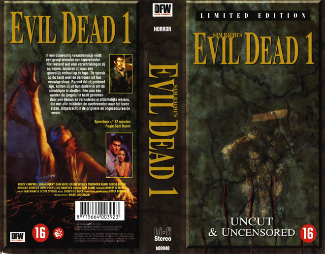 EVIL DEAD 1, HORROR, ACTION EXPLOITATION, ACTION, HORROR, SCI-FI, MUSIC, THRILLER, SEX COMEDY,  DRAMA, SEXPLOITATION, VHS COVER, VHS COVERS, DVD COVER, DVD COVERS